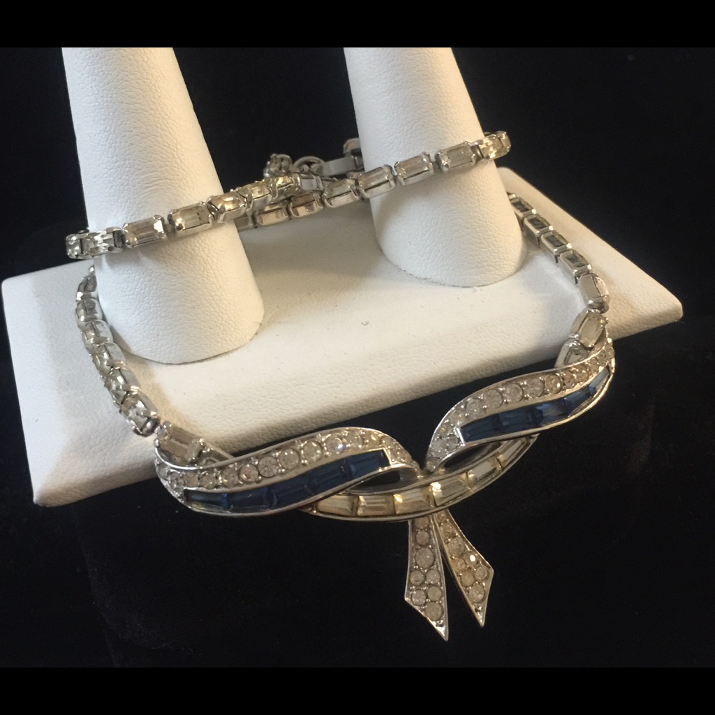 Vintage Boucher Silver Tone Crystal Necklace